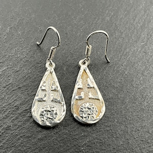Vintage Sterling Silver Mexican Teardrop Dangle Earrings