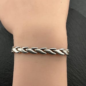 Vintage Sterling Silver Interlocked Braided Textured Bracelet