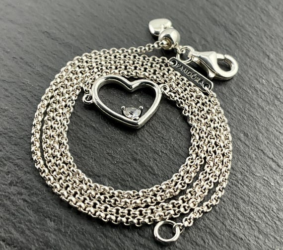 Genuine Pandora Vintage Sterling Silver Cubic Zirconia Heart