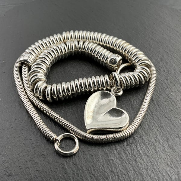Genuine Links of London Super Heavy Sterling Silver T-Bar Ring Sweetie Heart Necklace