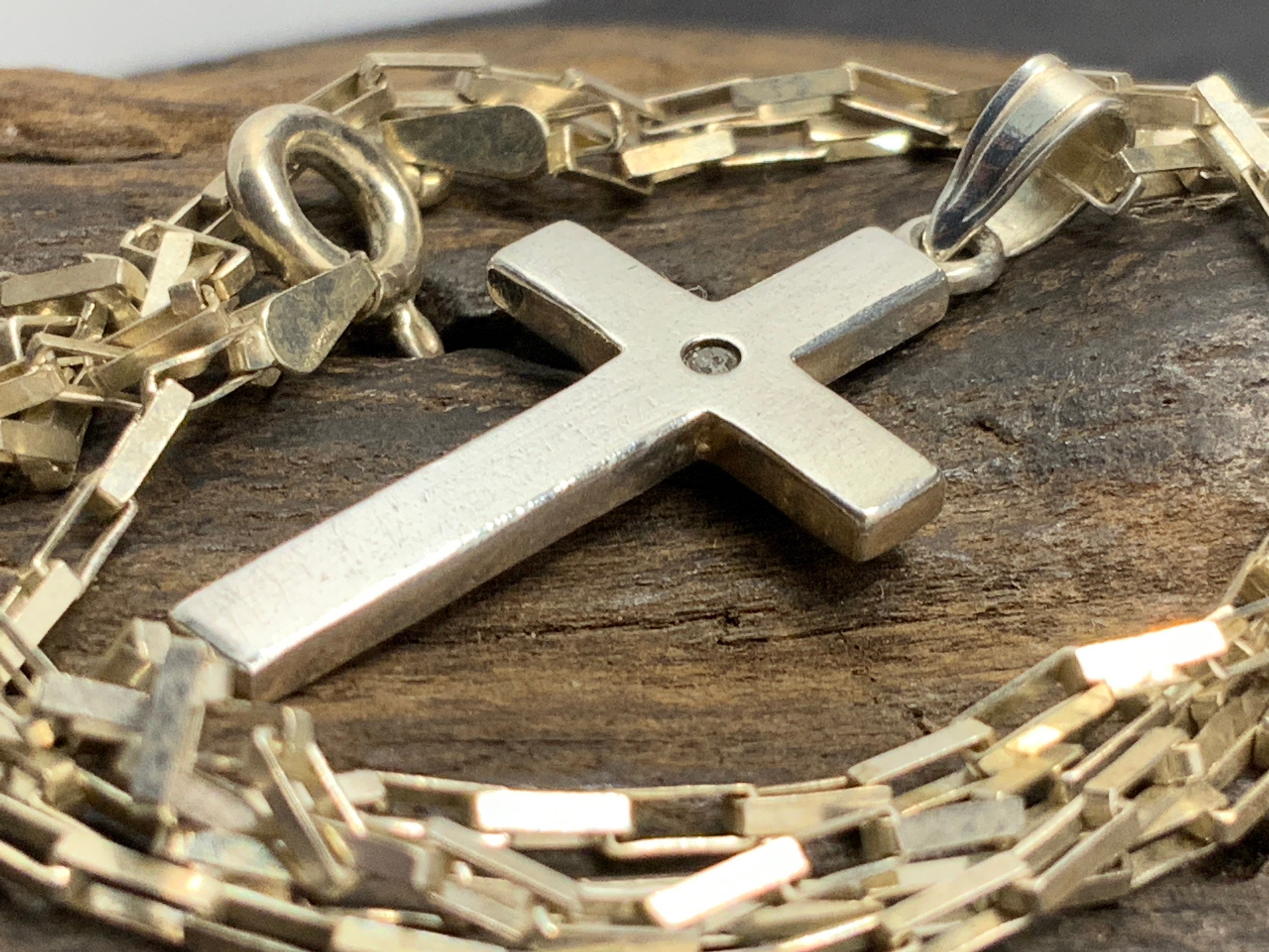 Vintage Sterling Silver Diamond Cross 