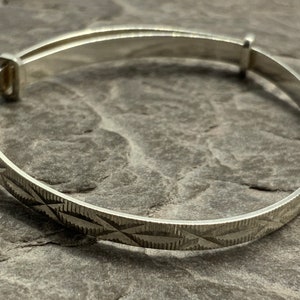 Vintage Solid Sterling Silver Christening Expandable Bangle