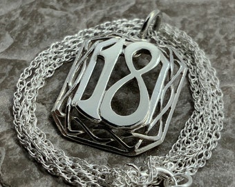 Vintage Sterling Silver 18 Pendant Necklace