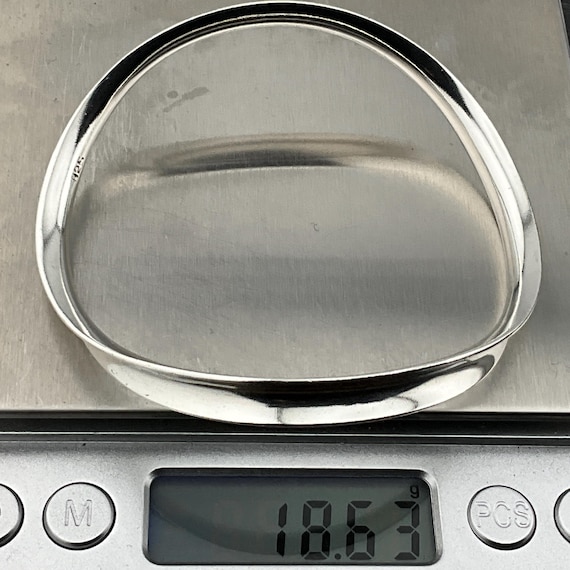 Vintage Solid Sterling Silver Stacker Wave Bangle - image 10