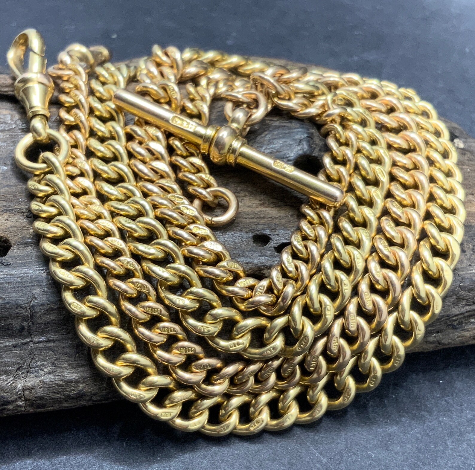 Antique 18ct Gold Solid Heavy Albert Chain Etsy