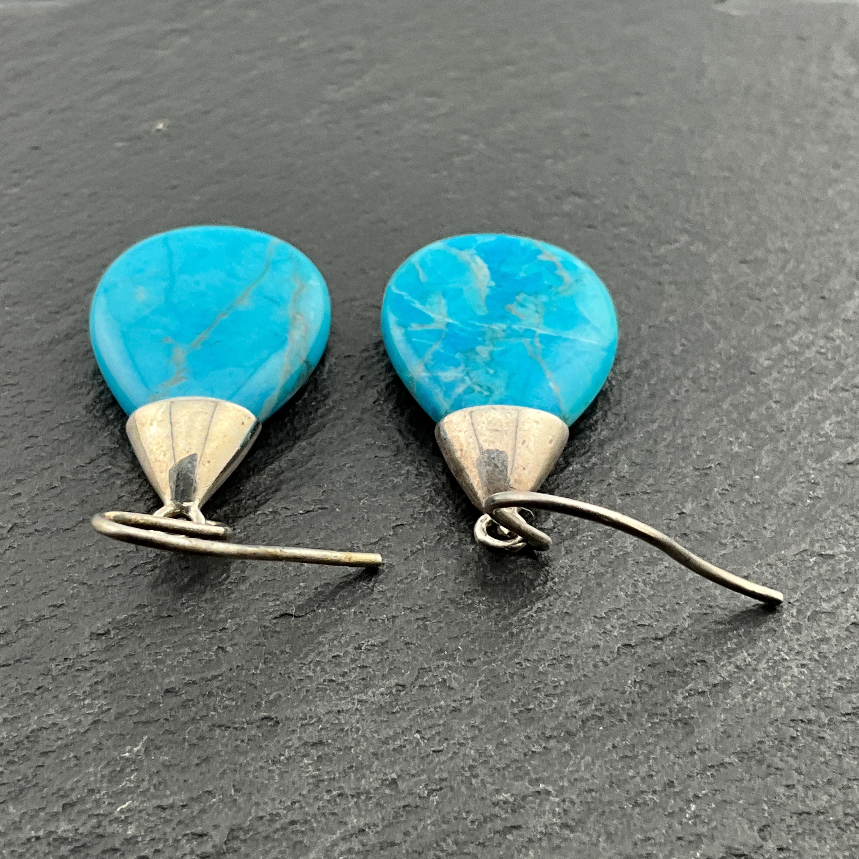 Orecchini Pendente Goccia Turchese Verde - Argento Placcato Gancio Donna - copertina