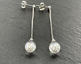 FUNTE Orecchini Pendenti In Argento 925 Con Zirconi Cubici - 5 Colori, Ipoallergenici, Con Scatola Regalo