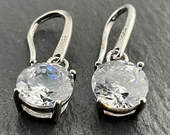 Vintage White Cubic Zirconia Sterling Silver Dangle Earrings