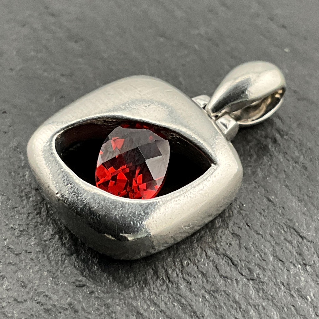 Genuine Ruby Oscar Garnet Sterling Silver Pendant Necklace