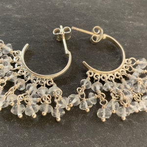 Vintage Sterling Silver Hoop Cubic Zirconia Earrings