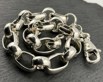 Vintage Heavy Sterling Silver Rolo Belcher Link Bracelet