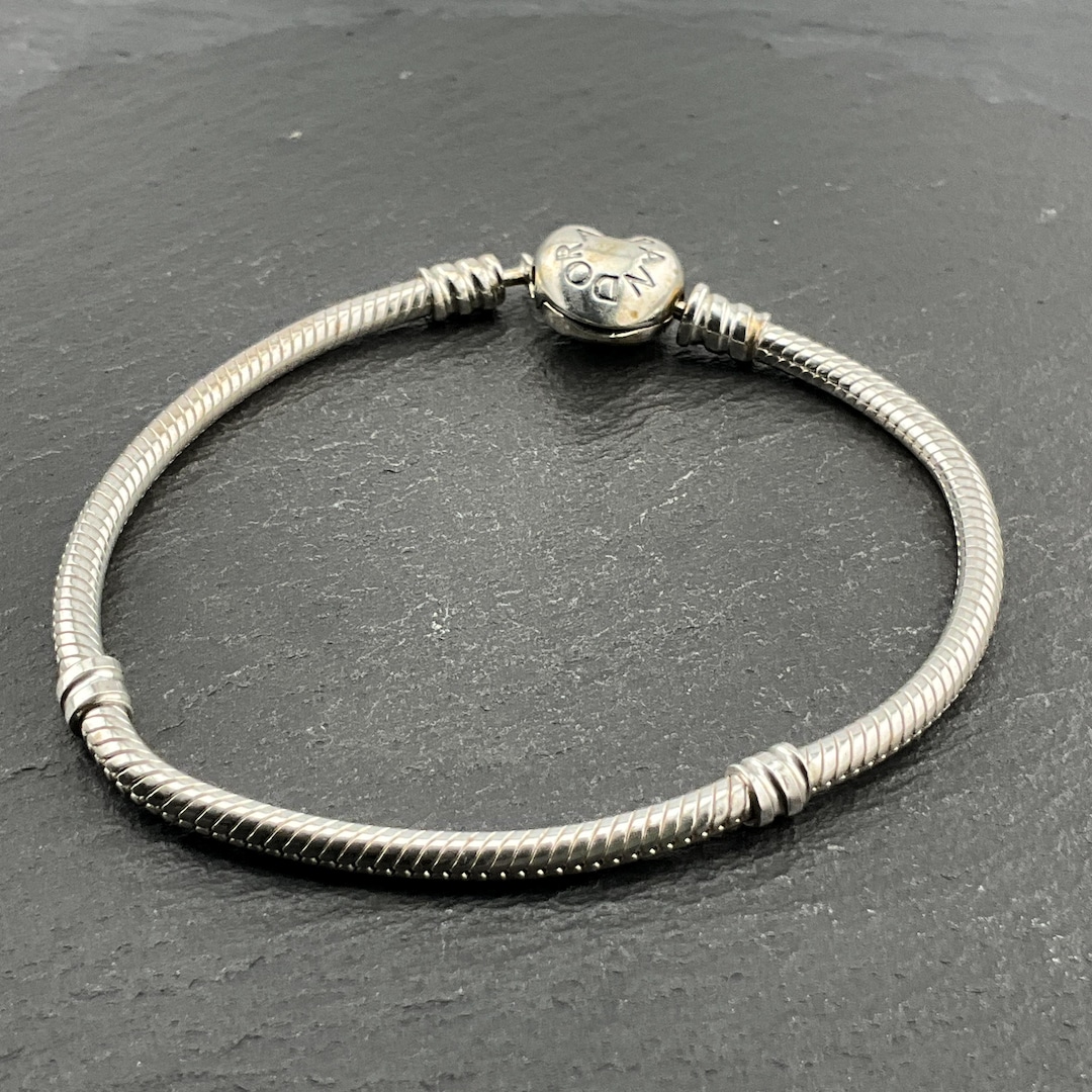 Genuine Pandora Sterling Silver Snake Chain Heart Bracelet - Etsy