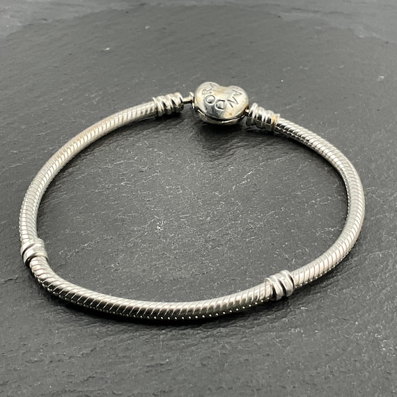 Genuine Pandora Sterling Silver Snake Chain Heart Bracelet - Etsy
