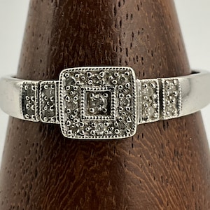 Vintage Solid 9ct White Gold Diamond Statement Ring, UK Size W, US Size 11 1/4, EU Size 65