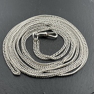Vintage Heavy Long Sterling Silver Double Chain Fancy Link Necklace