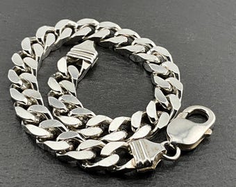 アクセサリー Vintage Silver Heavy Link Chain Bracelet Antique Heavy Circle Link Chain Bracelet- 835 Silver - 8