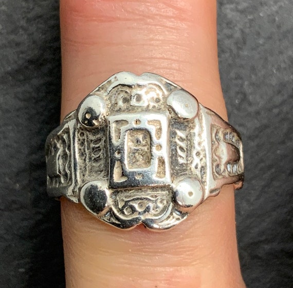 Vintage Sterling Silver Fancy Statement Ring, UK … - image 8