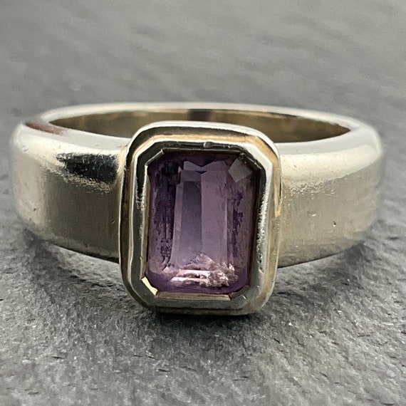 Vintage Amethyst Sterling Silver Ring, UK Size L,… - image 3
