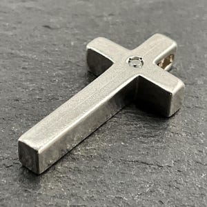 Vintage Diamond Cross Sterling Silver Pendant Necklace