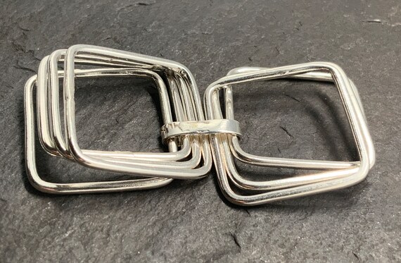 Vintage Sterling Silver Interlocking Square Band … - image 6