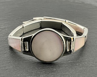 Bracelet Ancien En Argent 925 Avec Nacres De Coquillage – Bon état Général