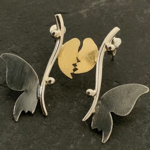 Vintage Sterling Silver Butterfly Stud Earrings