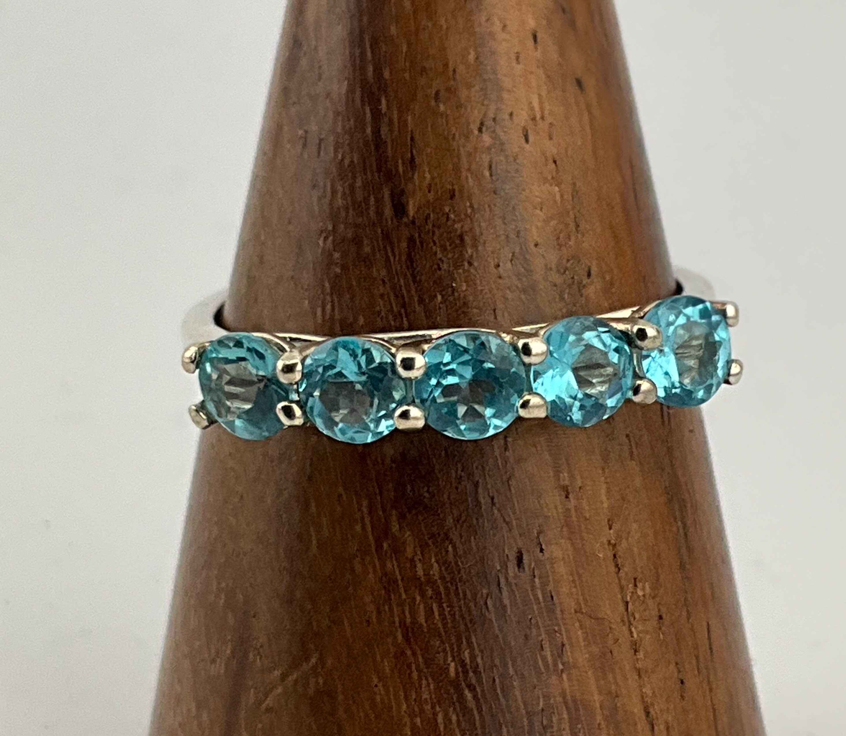 Vintage Cubic Zirconia Sterling Silver Five Stone Ring, UK