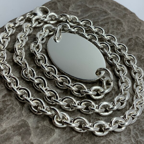 Vintage Sterling Silver Rolo Link Necklace