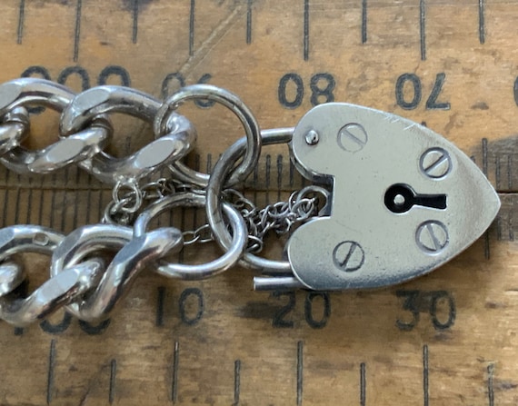 Vintage Sterling Silver Chunky Charm Bracelet Hea… - image 8