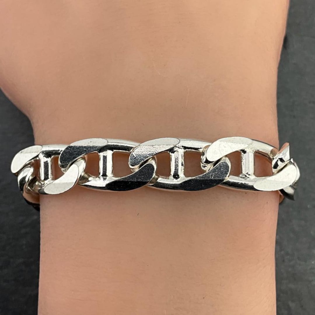 Vintage Sterling Silver Curb Link Bracelet - Etsy