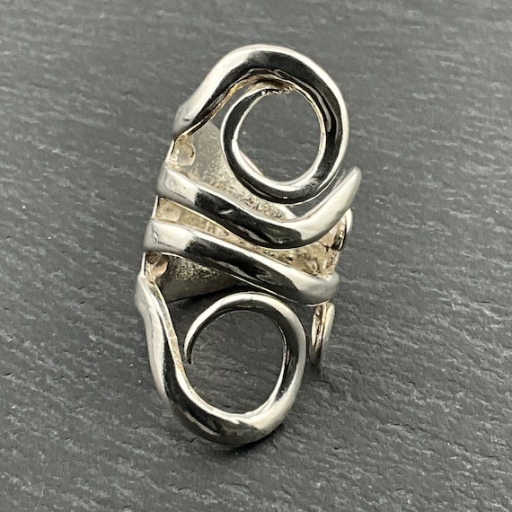 Vintage Sterling Silver Fork Statement Ring, UK S… - image 1