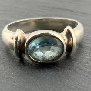 Vintage Topaz Sterling Silver Solitaire Ring, UK Size O, US Size 7, EU Size 54