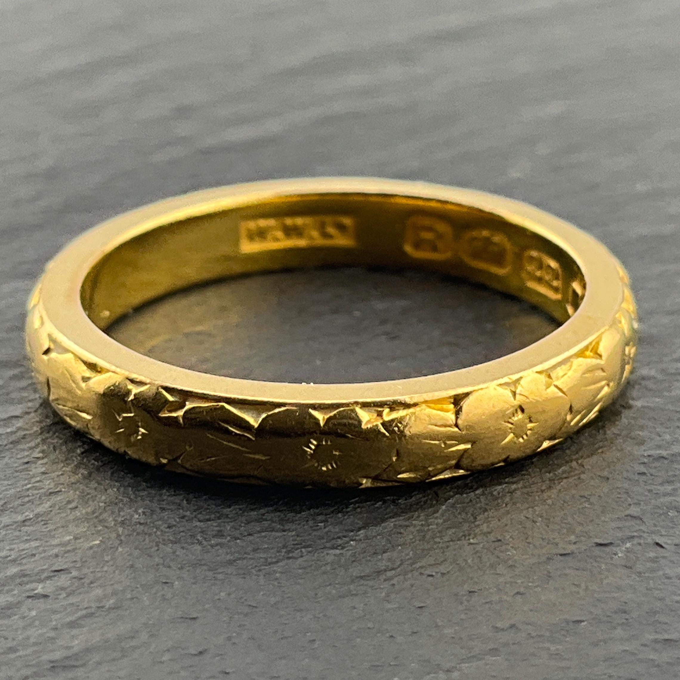 希少　イギリス　英国　アンティーク　22k 22金　バンドリング 22k antique ring - Etsy 日本