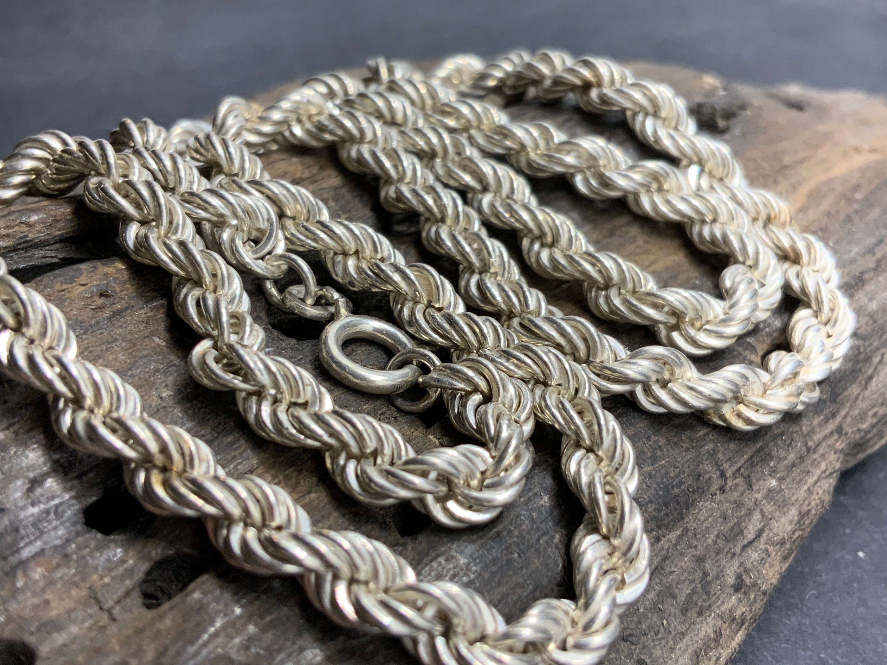 Vintage Rope Sterling Silver Necklace Chain | Etsy