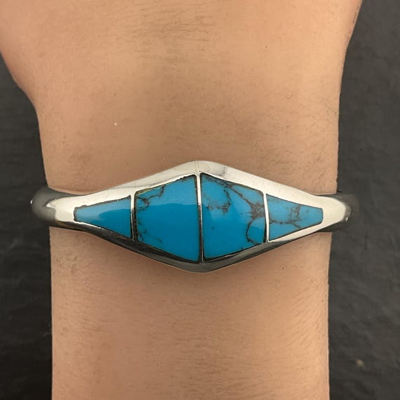 ヴィンテージ ヘビー スターリング シルバー ターコイズ ヒンジ