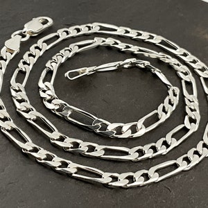 Vintage Heavy Sterling Silver Figaro Necklace