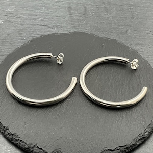 Vintage Sterling Silver Large Hoop Stud Earrings