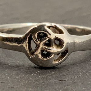 Vintage Sterling Silver Celtic Trinity Ring, UK Size O, US Size 7, EU Size 54