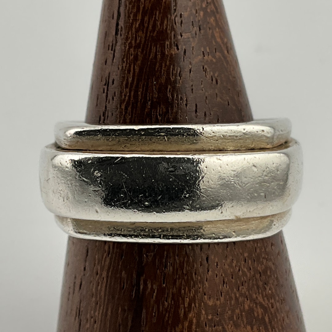 Vintage Heavy Sterling Silver Chunky Square Band Ring, UK Size V, US ...