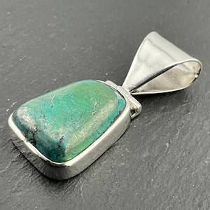 Vintage Turquoise Heavy Sterling Silver Pendant