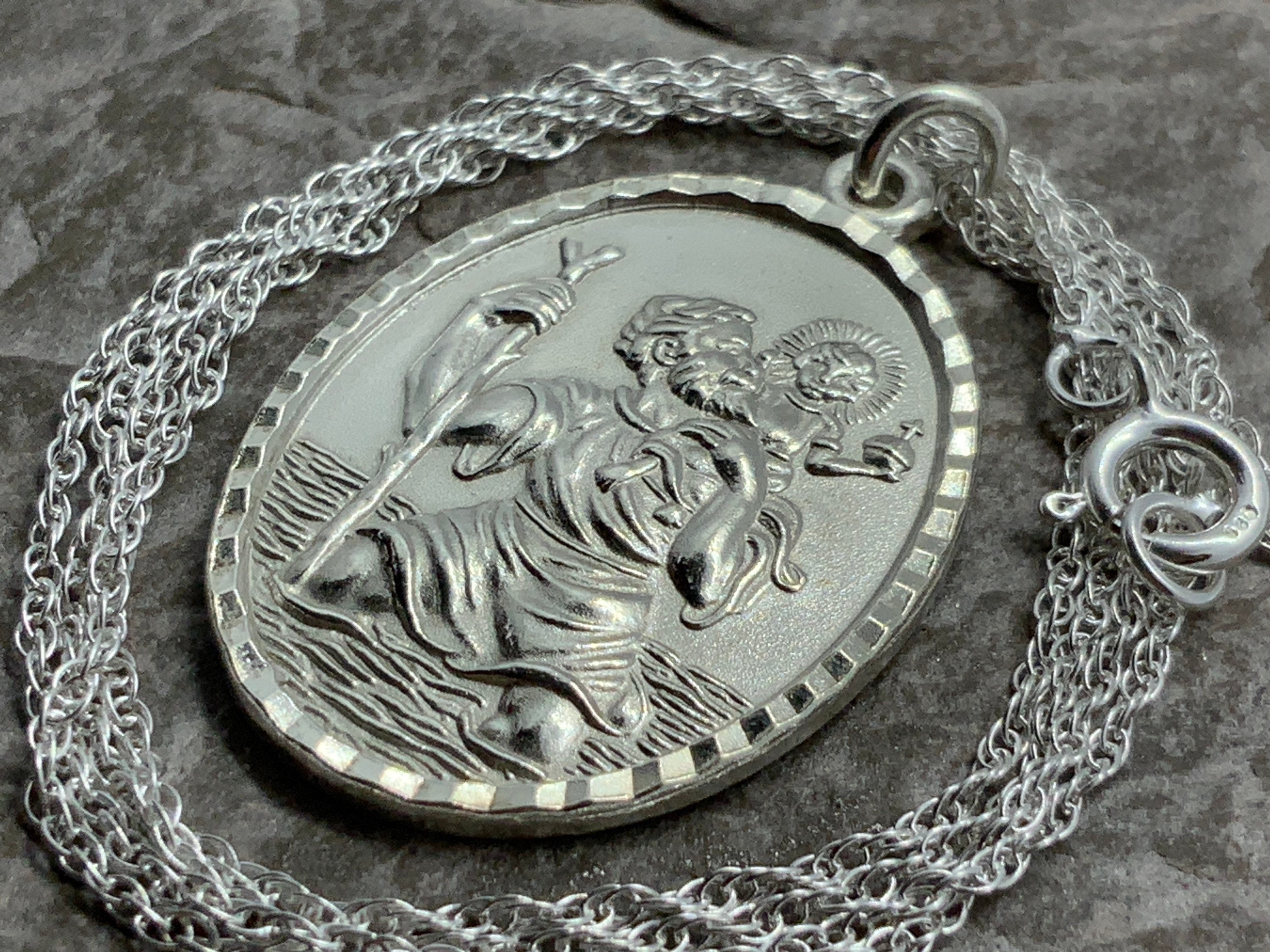 Vintage Sterling Silver St Christopher Pendant Necklace Etsy