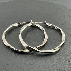Vintage Sterling Silver Twisted Hoop Earrings