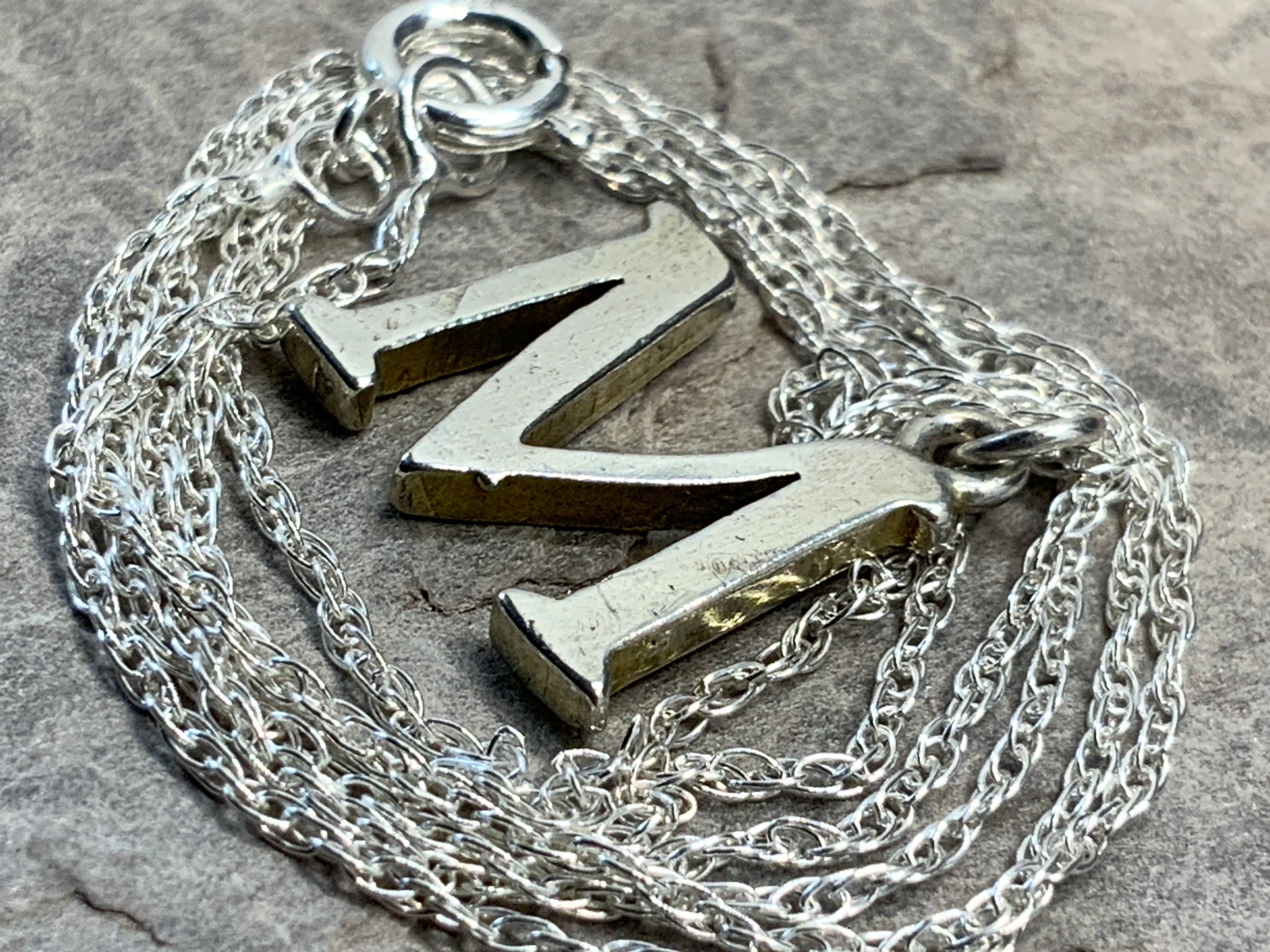 Letter m necklace sterling silver Clearance