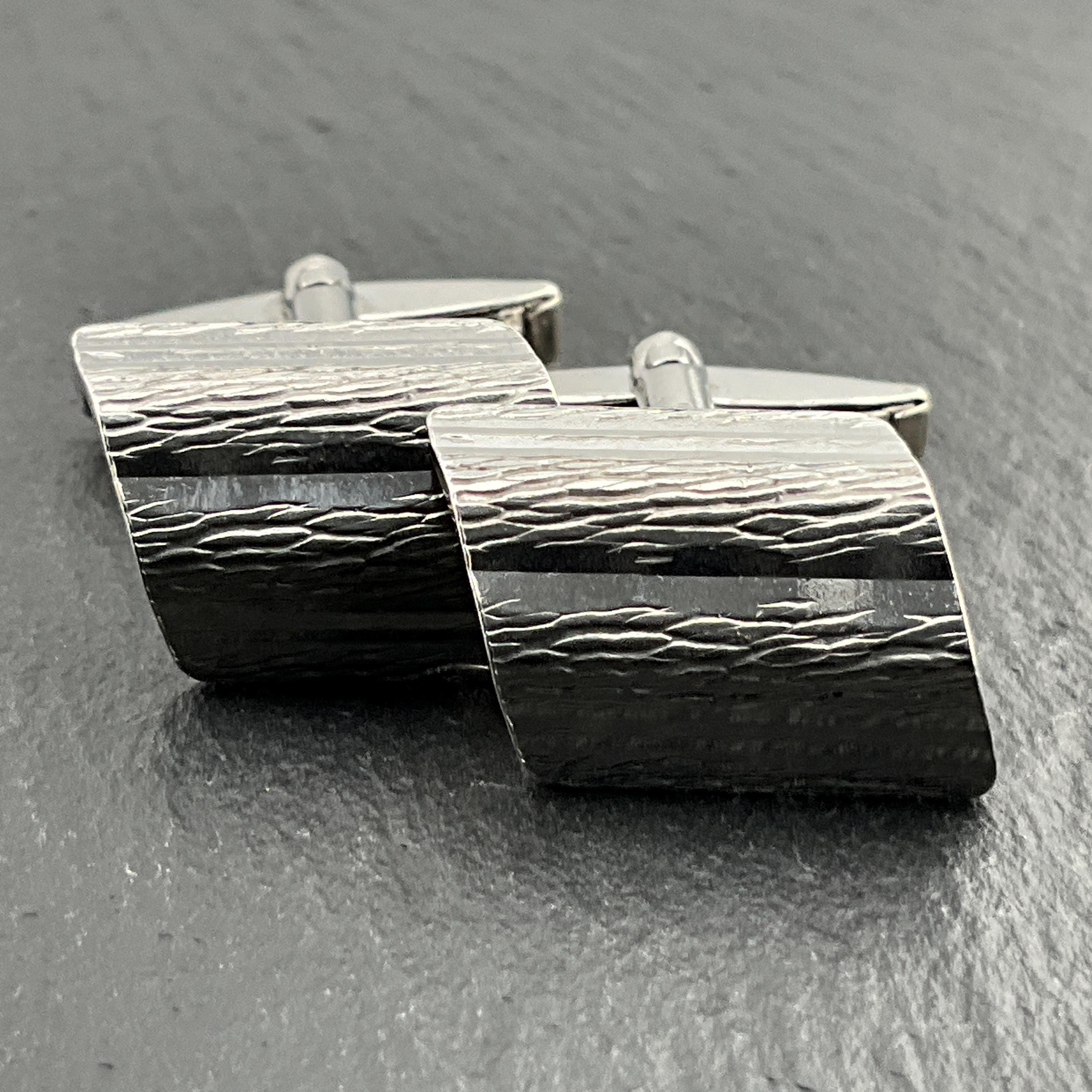 Boutons de manchette rectangulaires polis gris foncé | En stock