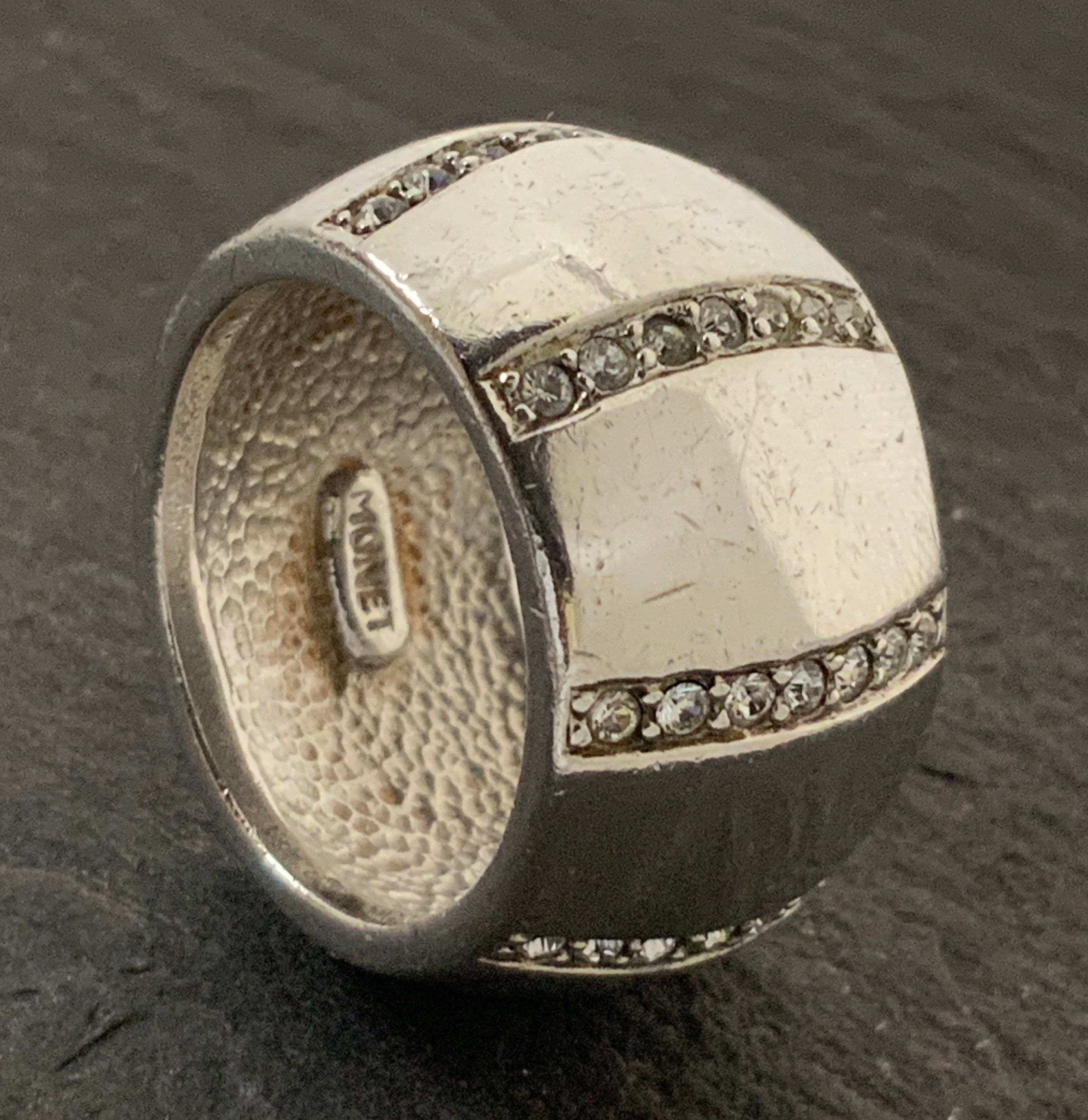 Heavy Ring Vintage Chunky Heavy Sterling Silver Cubic Zirconia Statement Ring ...