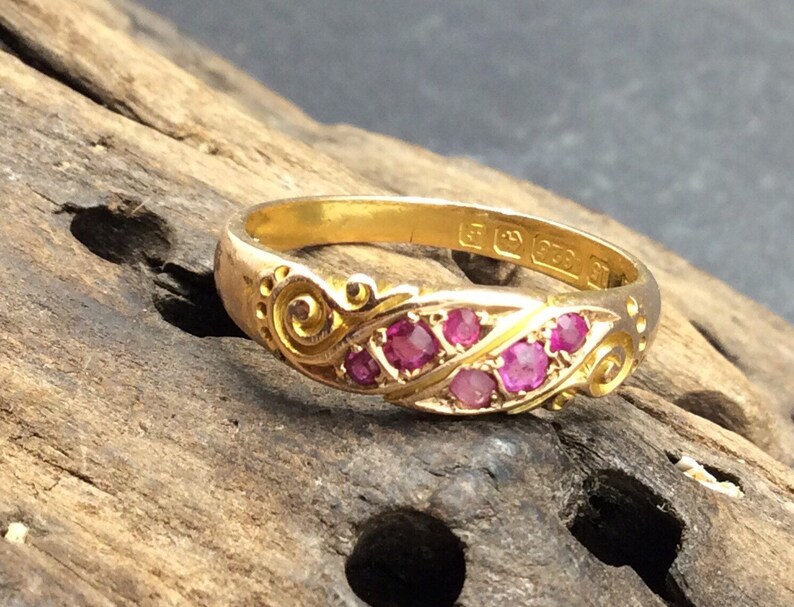 Antique Ruby 15ct Gold Ring Birmingham 1905/06 Size M1/2 | Etsy
