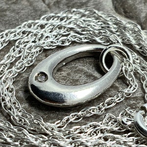 Vintage Diamond Sterling Silver Pendant Necklace