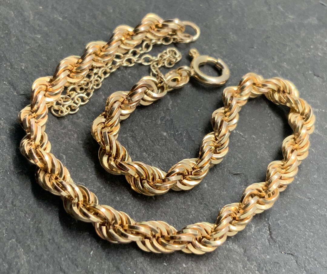 Vintage 9ct Gold Rope Bracelet Etsy UK