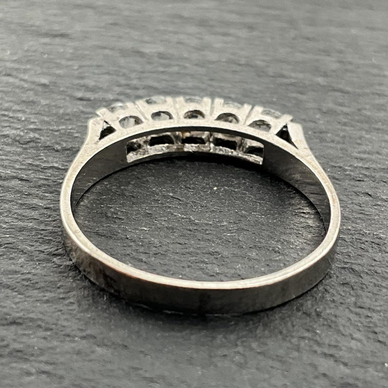 Vintage Cubic Zirconia Sterling Silver Half Eternity Band Ring, UK Size