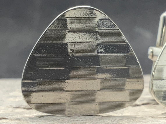 Vintage Sterling Silver Solid Engine Turned Cuffl… - image 2